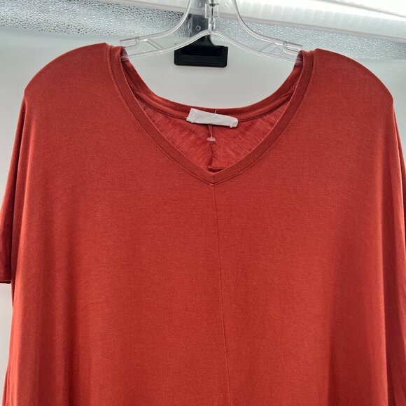Double Zero Womens V-Neck Short Sleeve Tee Burnt Orange Size Small - Picture 2 of 9